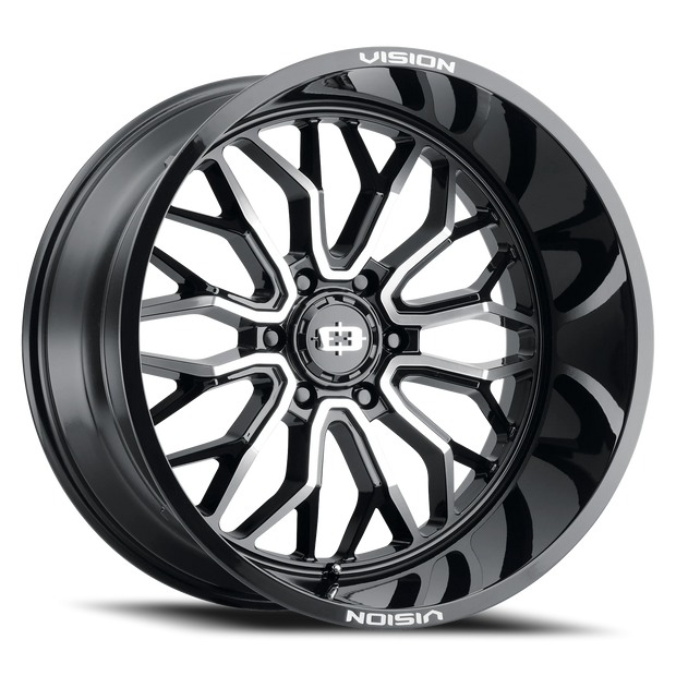 Vision Riot 22x12 6x139.7 -51mm Gloss Black Machined Face : 402-22283GBMF-51
