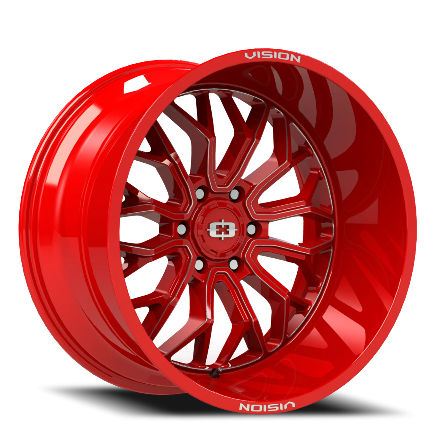 Vision Riot 22x10 6x139.7 -19mm Red Tint Milled Spoke : 402-22083RTMS-19