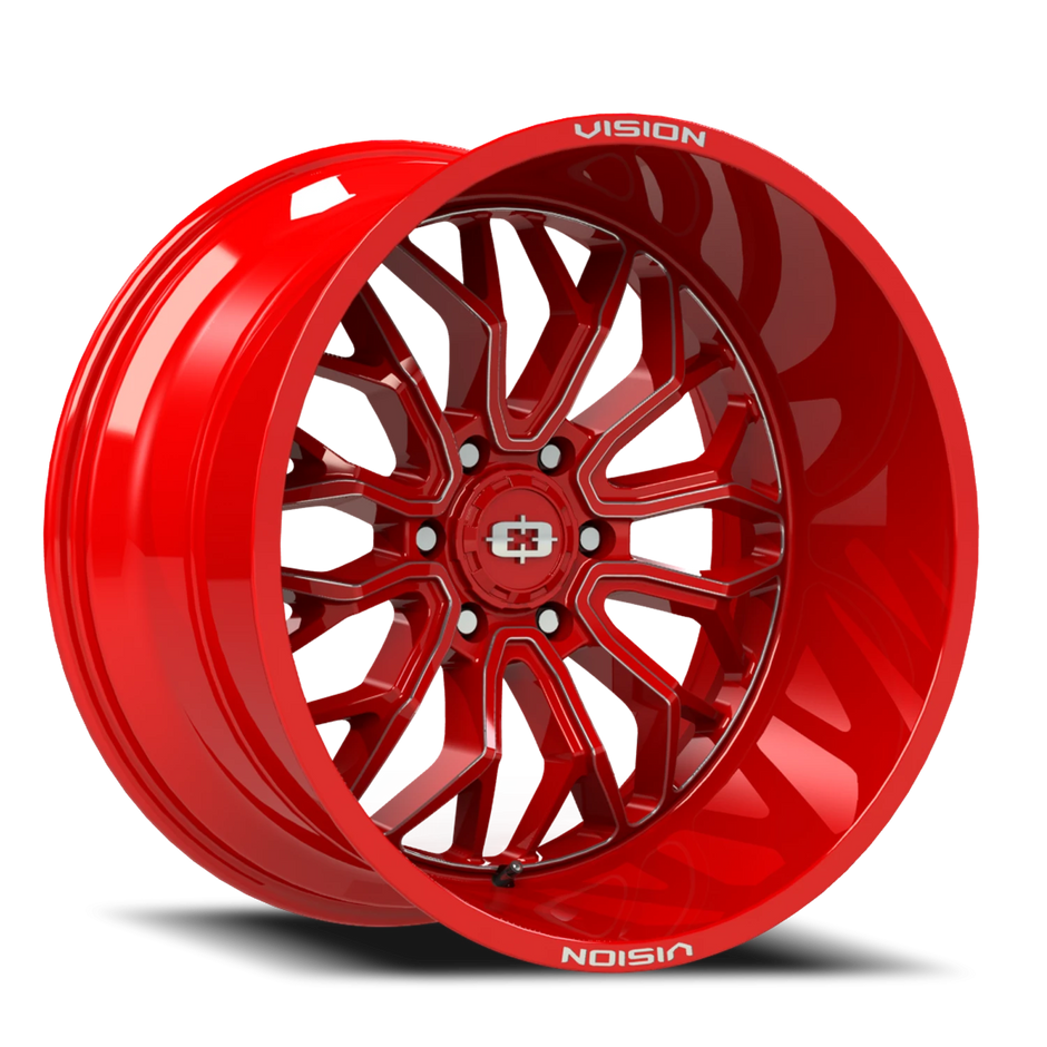 Vision Riot 22x10 6x139.7 -19mm Red Tint Milled Spoke : 402-22083RTMS-19