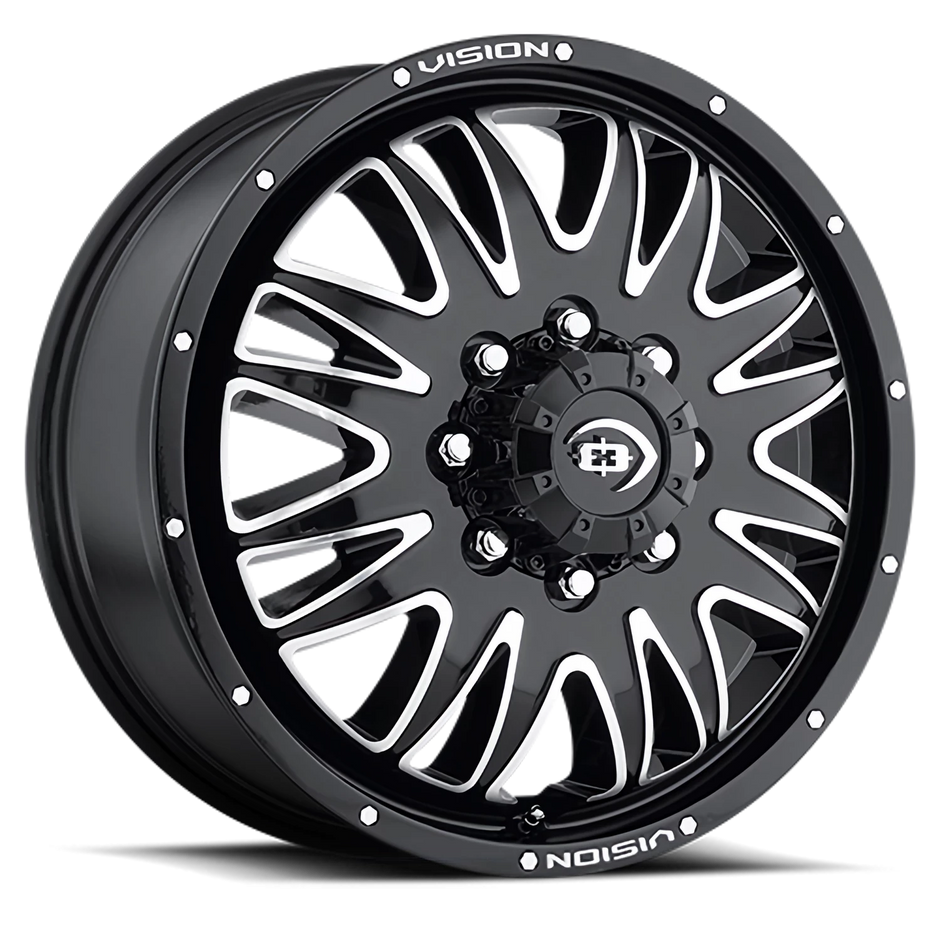 Vision Rival 20x8.25 8x165.1 105.5mm Gloss Black Machined Face (FITMENT FOR '99 TO '10 GM/REQ VW DUPLEX MAG LUGS AND WASHERS) : 401H2881BMFF116