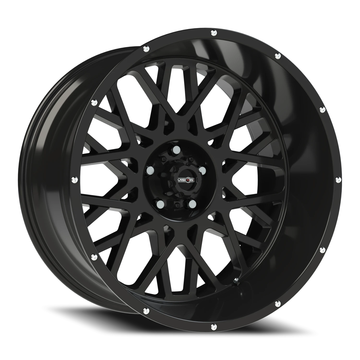 Vision Rocker 18x9 5x127 -12mm Gloss Black (Stainless Steel Button Head Lip Bolts) : 412-8973GB-12