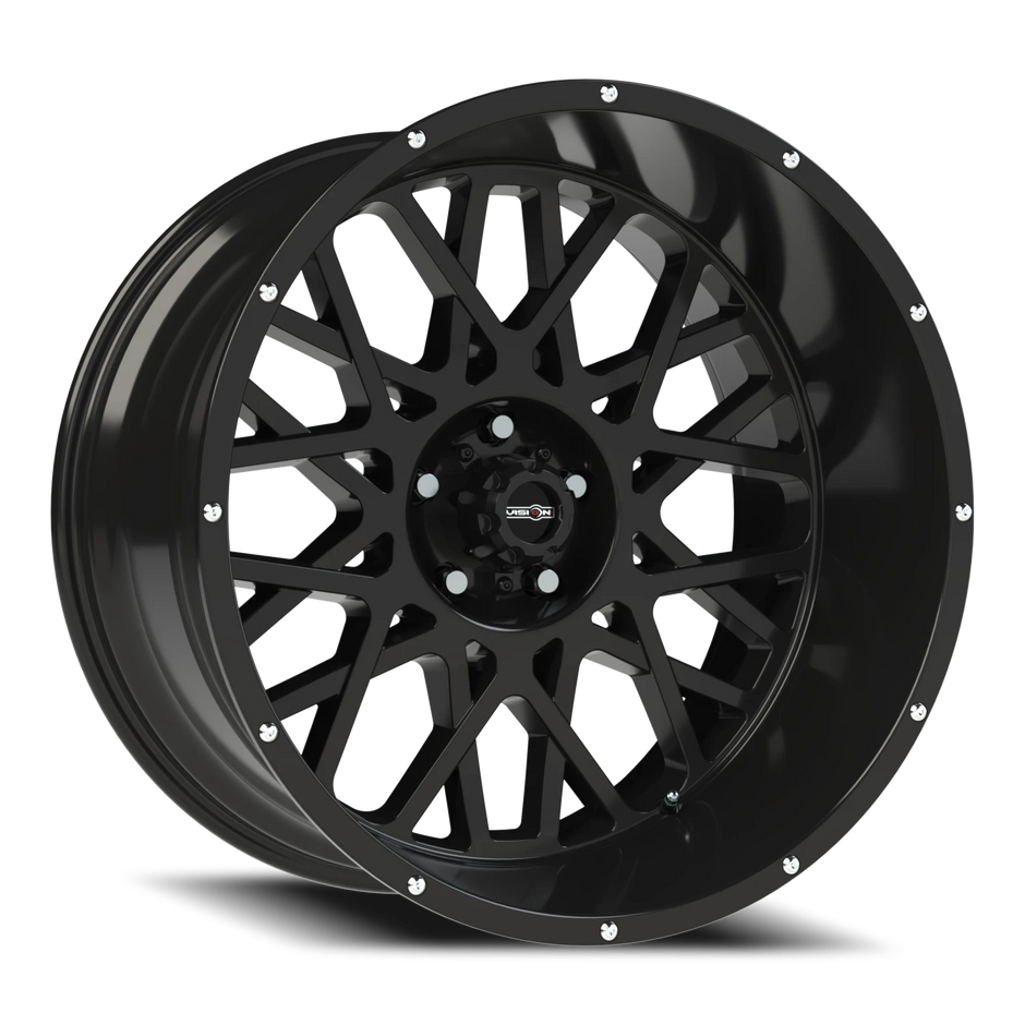 Vision Rocker 18x9 5x127 -12mm Gloss Black (Stainless Steel Button Head Lip Bolts) : 412-8973GB-12