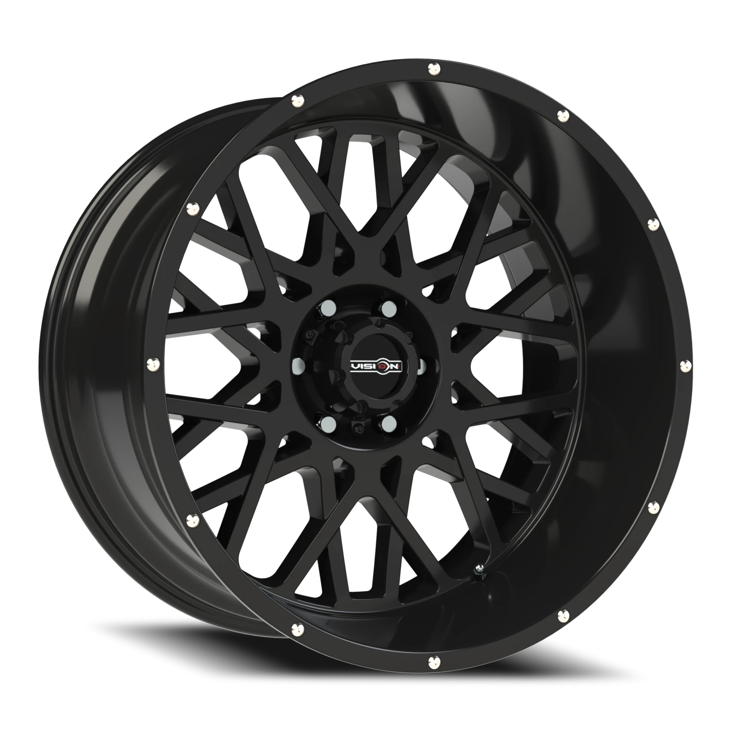 Vision Rocker 20x10 8x165.1 -25mm Gloss Black (Stainless Steel Button Head Lip Bolts) : 412-20081GB-25