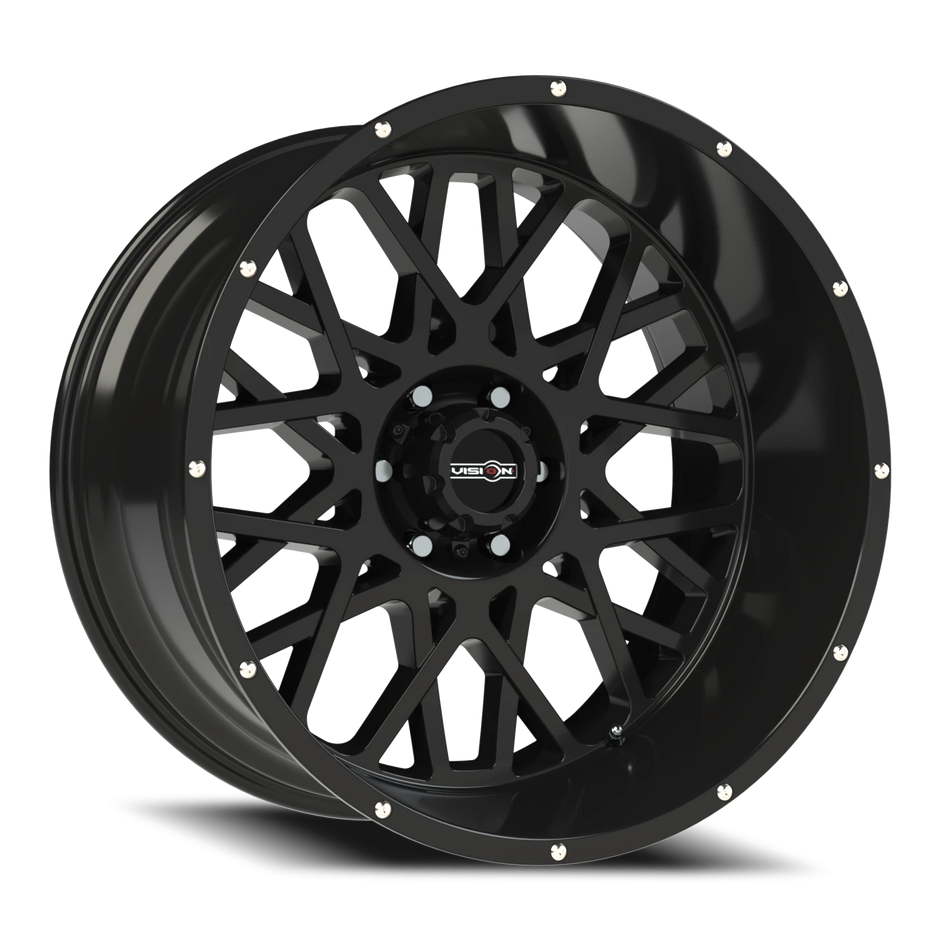 Vision Rocker 20x10 8x165.1 -25mm Gloss Black (Stainless Steel Button Head Lip Bolts) : 412-20081GB-25