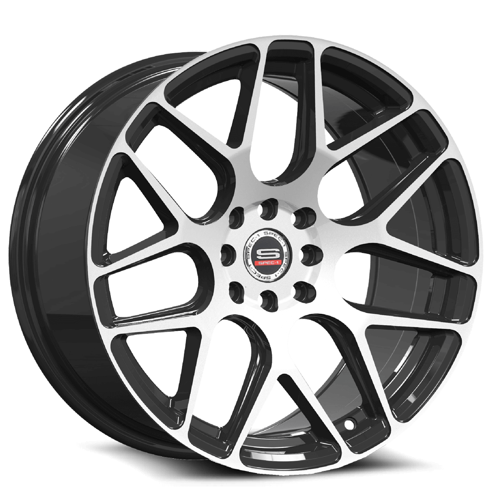 Spec-1 SP-47 17x8.5 4x100/4x114.3 ET 30 (Gloss Black & Machined) - SP471785930GBM