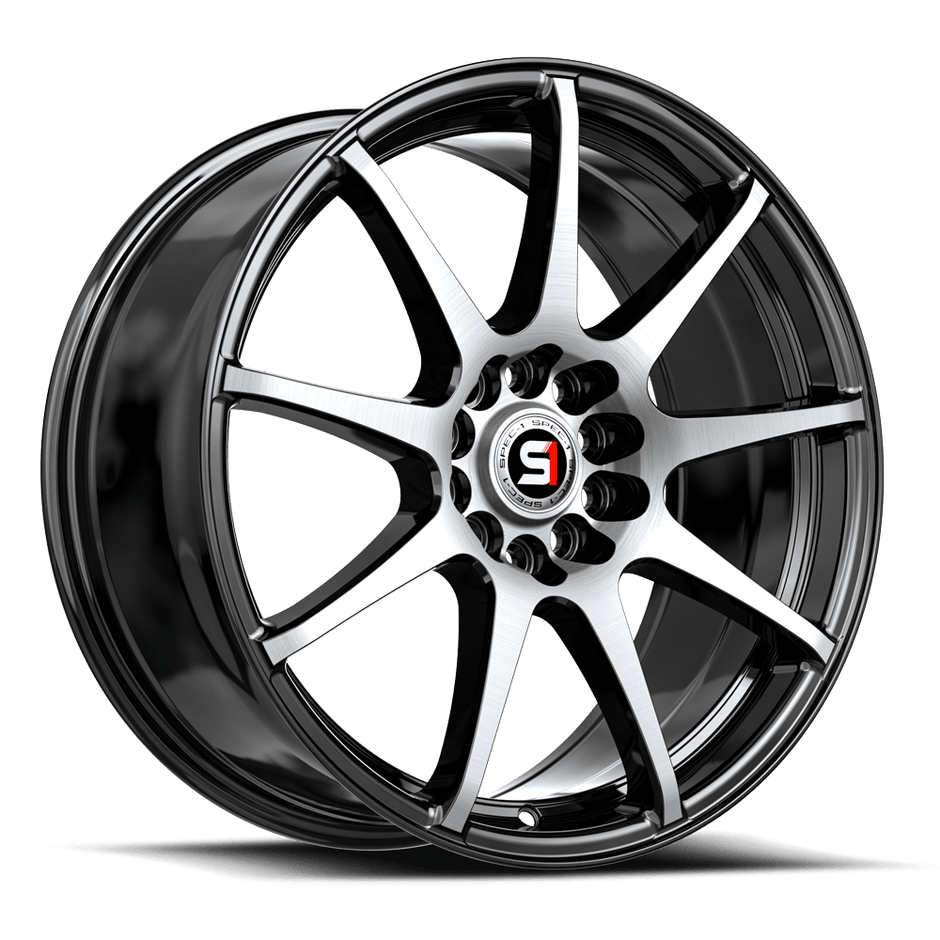 Spec-1 SP-67 18x8.0 4x100/4x114.3 ET 38 (Gloss Black & Machined) - SP-67188938BM
