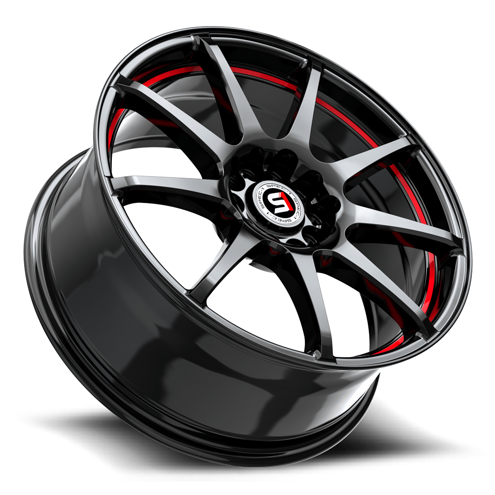 Spec-1 SP-67 18x8.0 5x112/5x114.3 ET 38 (Gloss Black & Red Line) - SP-671883638GBRL