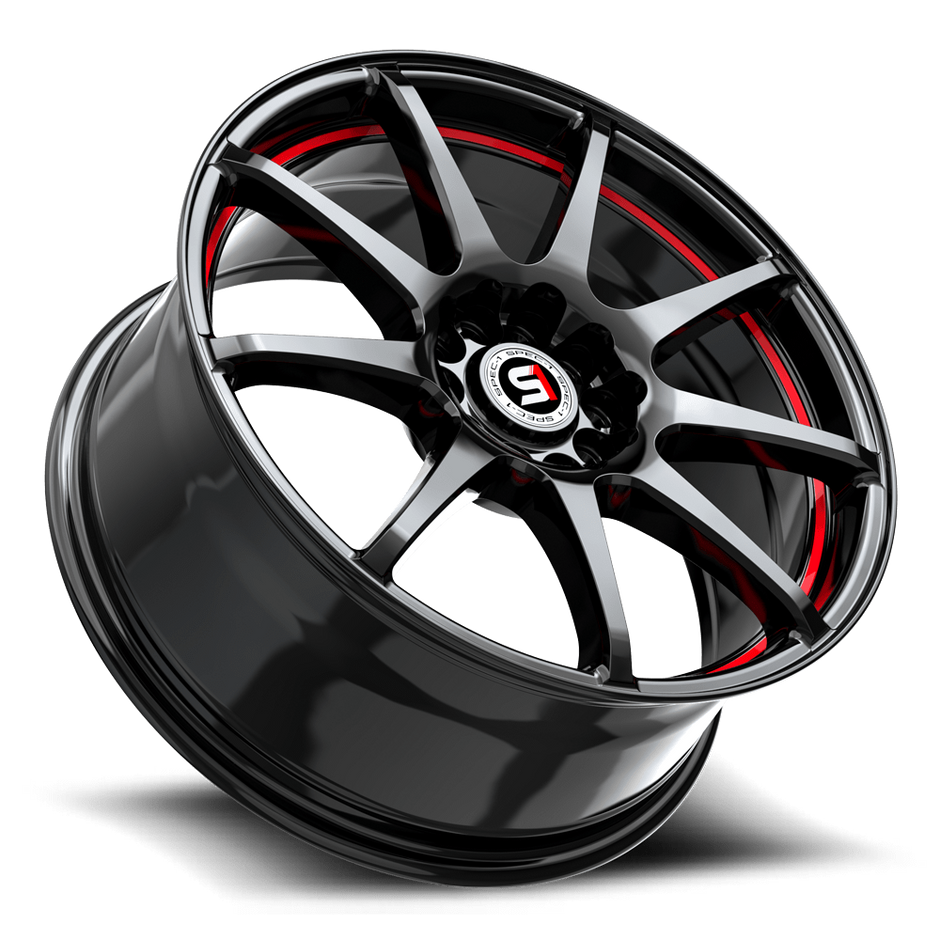 Spec-1 SP-67 18x8.0 5x112/5x114.3 ET 38 (Gloss Black & Red Line) - SP-671883638GBRL