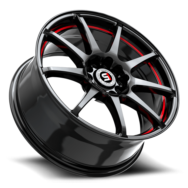 Spec-1 SP-67 18x8.0 5x112/5x114.3 ET 38 (Gloss Black & Red Line) - SP-671883638GBRL