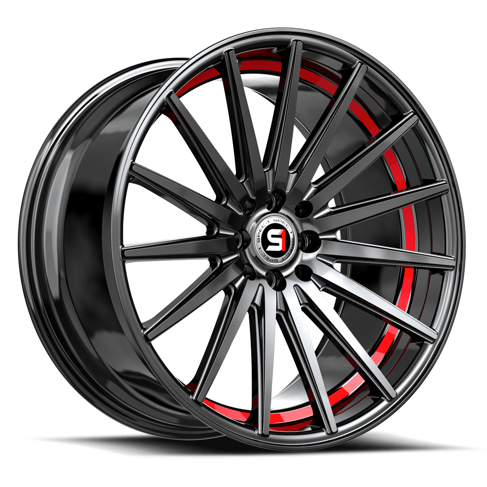 Spec-1 SP-69 18x8.0 5x114.3/5x120 ET 38 (Gloss Black & Red Under Cut) - SP-691883838GBRU