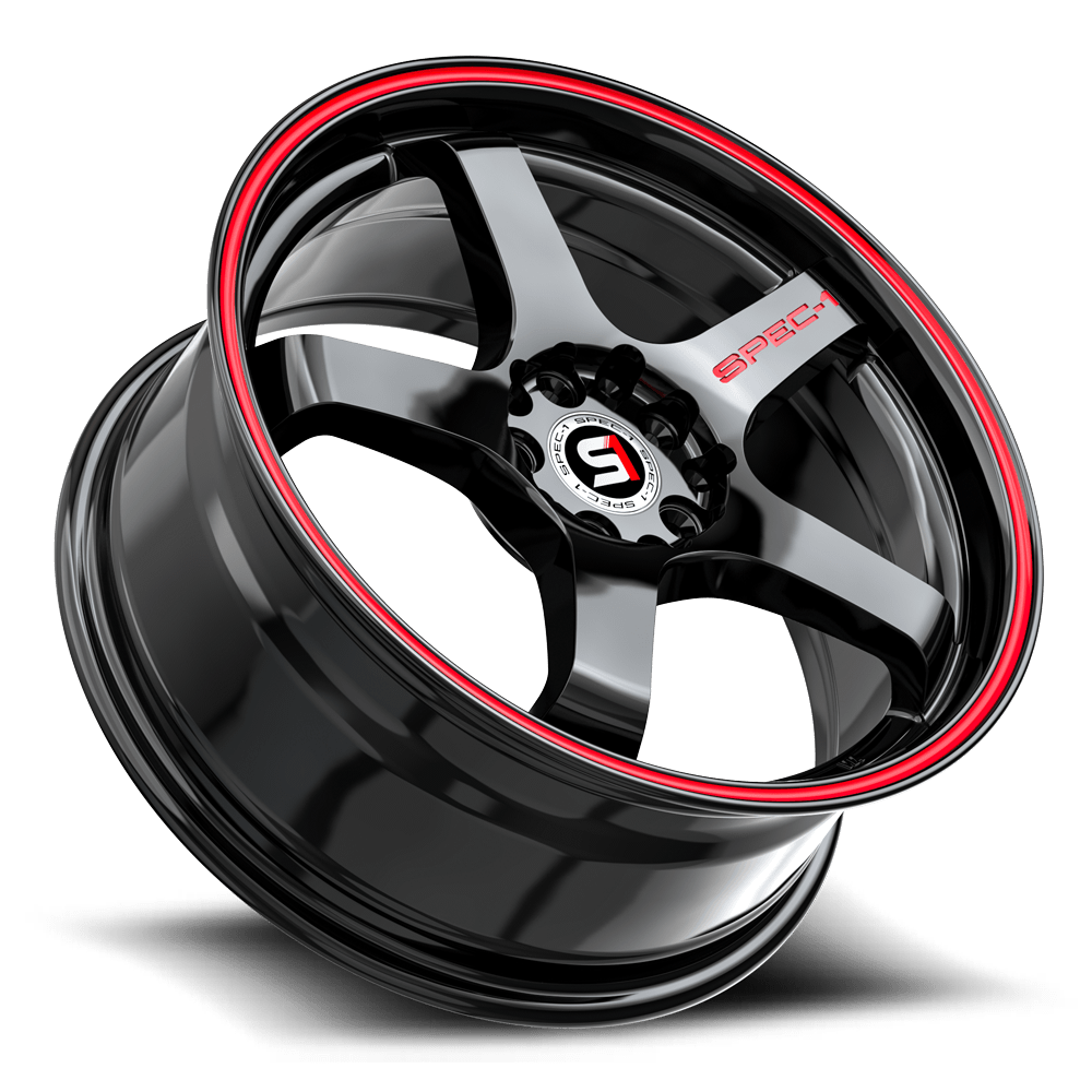 Spec-1 SPT-31 18x8.5 4x100/4x114.3 ET 38 (Gloss Black & Red Line) - SPT-311885938GBRL