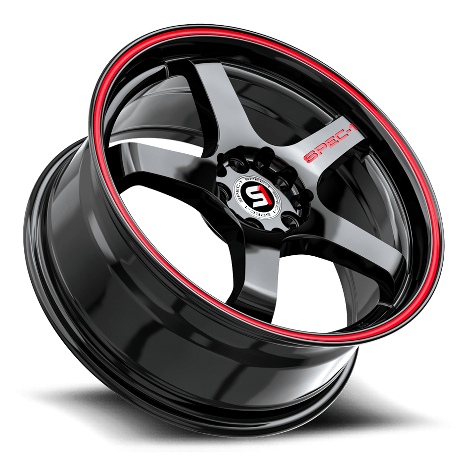 Spec-1 SPT-31 18x8.5 4x100/4x114.3 ET 38 (Gloss Black & Red Line) - SPT-311885938GBRL