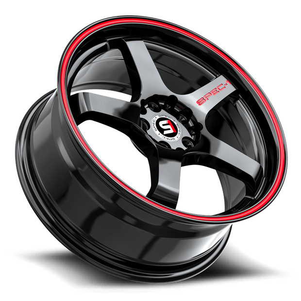 Spec-1 SPT-31 18x8.5 4x100/4x114.3 ET 38 (Gloss Black & Red Line) - SPT-311885938GBRL