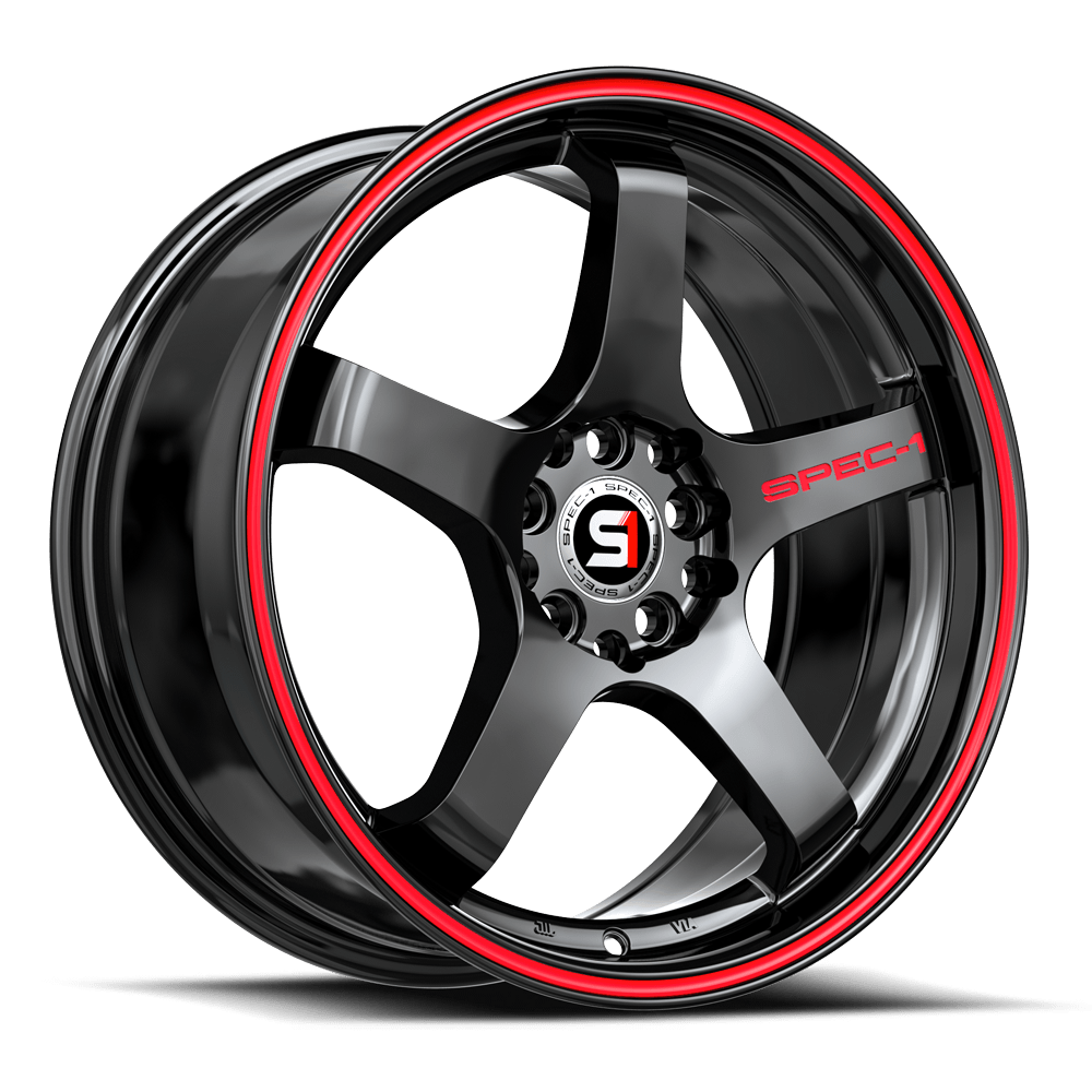 Spec-1 SPT-31 18x8.5 4x100/4x114.3 ET 38 (Gloss Black & Red Line) - SPT-311885938GBRL