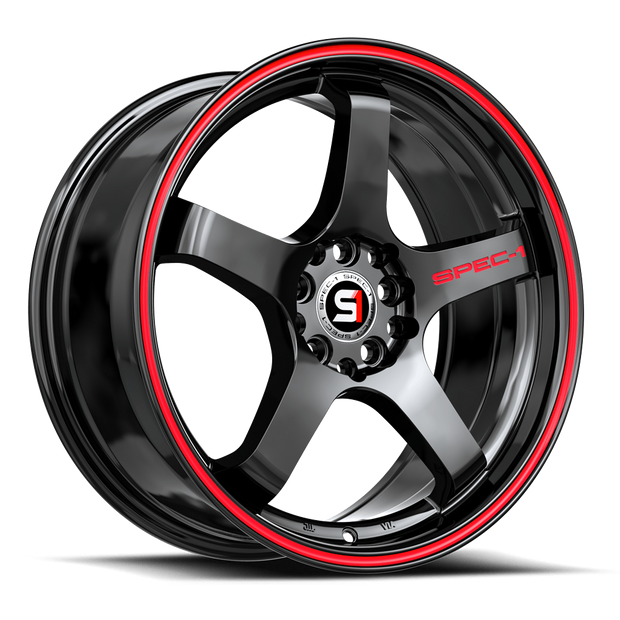 Spec-1 SPT-31 18x8.5 4x100/4x114.3 ET 38 (Gloss Black & Red Line) - SPT-311885938GBRL