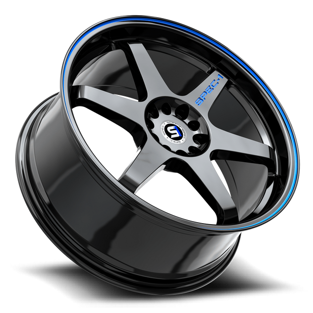 Spec-1 SPT-33 17x8 5x110/5x114.3 ET 38 (Gloss Black & Blue Line) - SPT-331783538GBBL