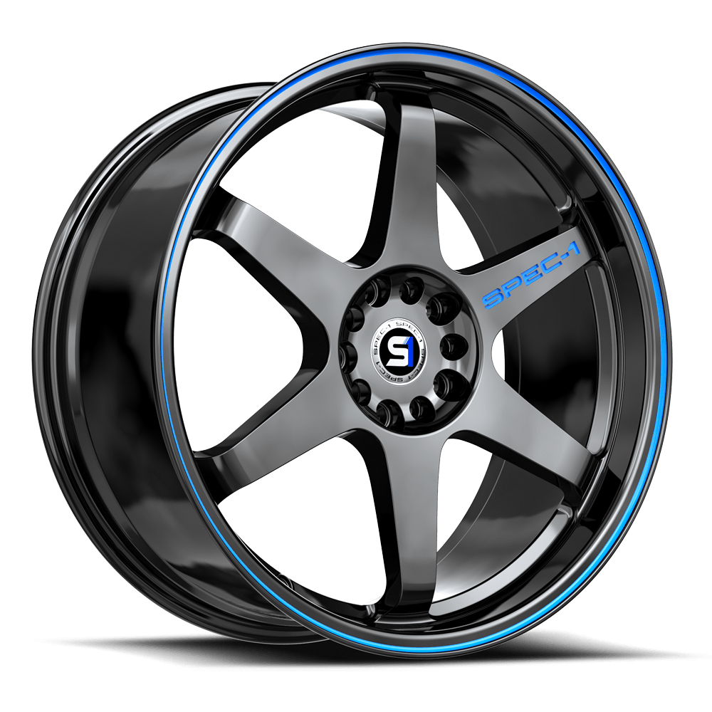 Spec-1 SPT-33 17x8 5x108/5x114.3 ET 38 (Gloss Black & Blue Line) - SPT-331783238GBBL
