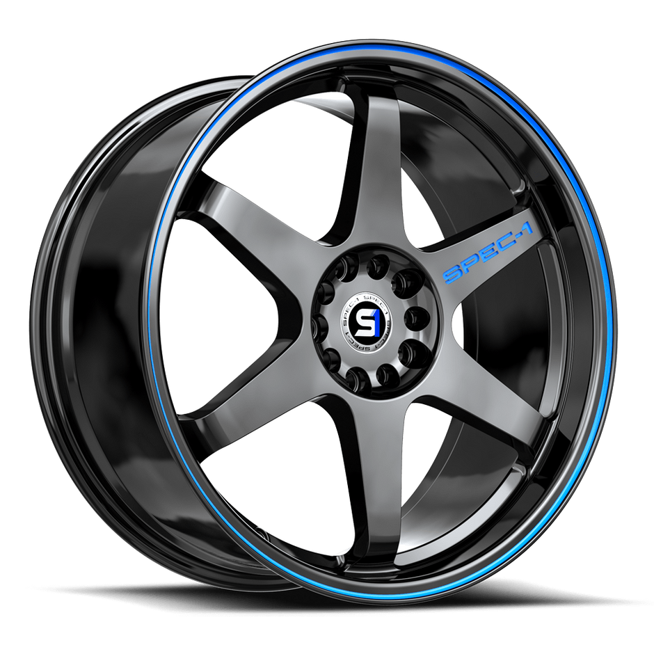 Spec-1 SPT-33 17x8 5x108/5x114.3 ET 38 (Gloss Black & Blue Line) - SPT-331783238GBBL