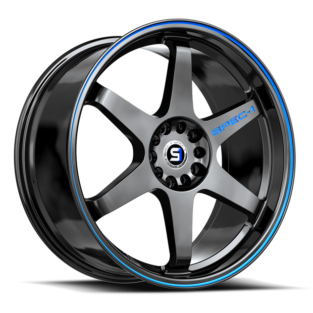 Spec-1 SPT-33 17x8 5x108/5x114.3 ET 38 (Gloss Black & Blue Line) - SPT-331783238GBBL