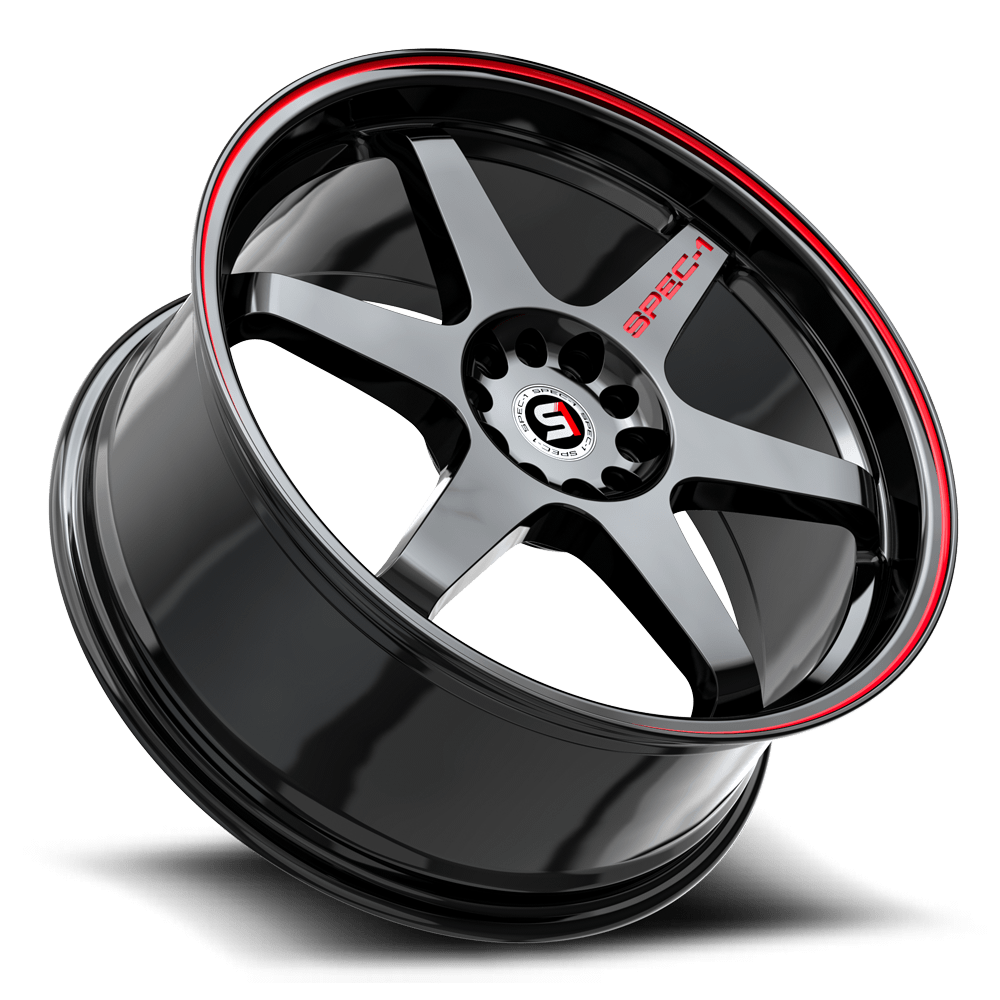 Spec-1 SPT-33 17x8 5x112/5x114.3 ET 38 (Gloss Black & Red Line) - SPT-331783638GBRL