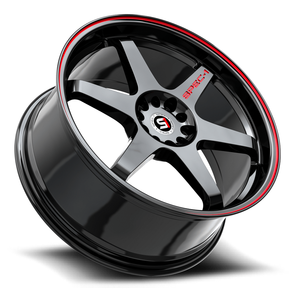 Spec-1 SPT-33 17x8 5x112/5x114.3 ET 38 (Gloss Black & Red Line) - SPT-331783638GBRL