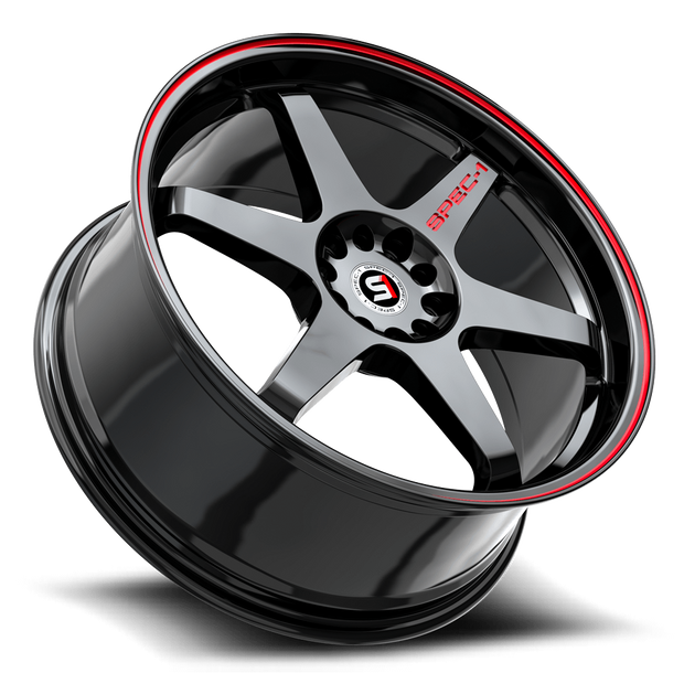 Spec-1 SPT-33 17x8 5x112/5x114.3 ET 38 (Gloss Black & Red Line) - SPT-331783638GBRL
