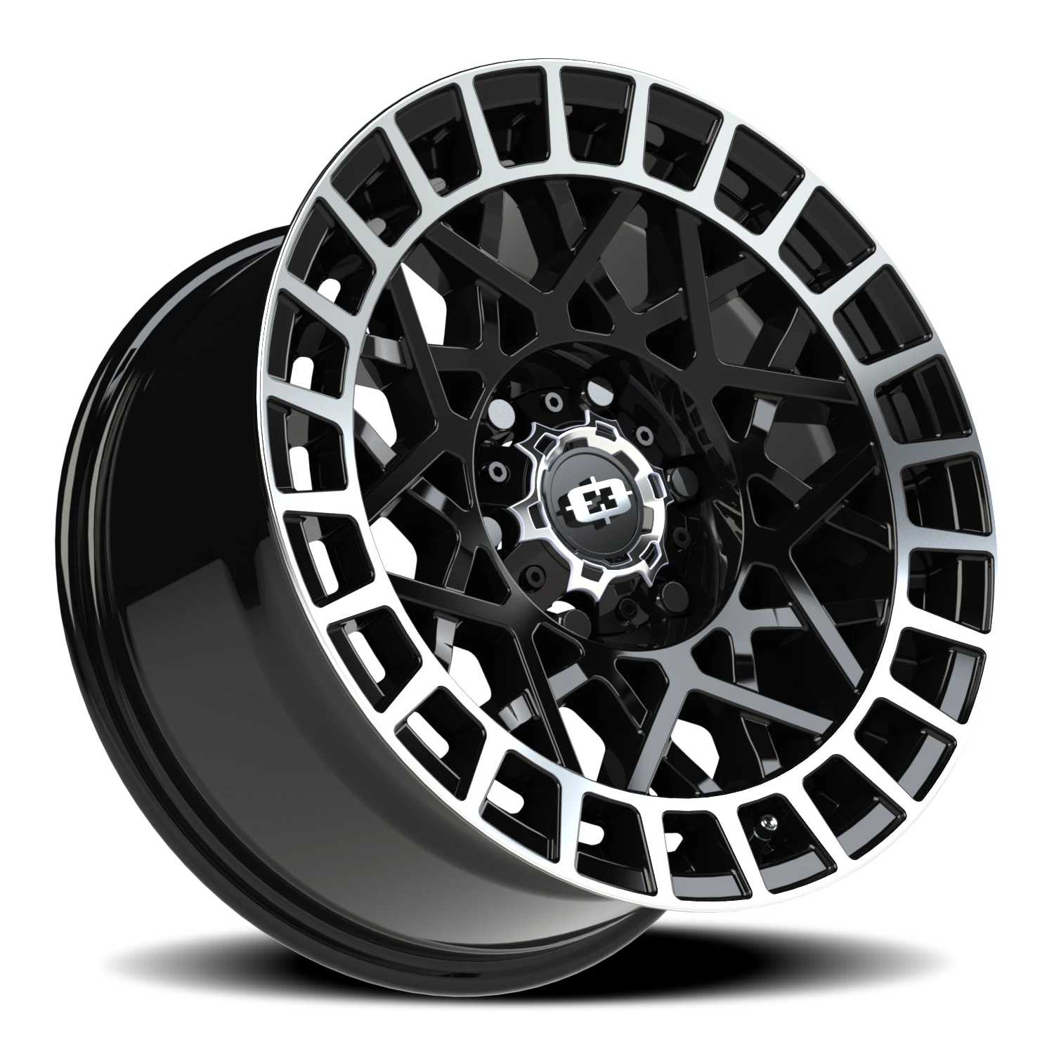 Vision Savage 18x8.5 6x114.3 12mm Gloss Black Machined Lip : 349-8886GBML12