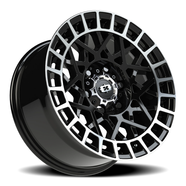 Vision Savage 18x8.5 6x114.3 12mm Gloss Black Machined Lip : 349-8886GBML12