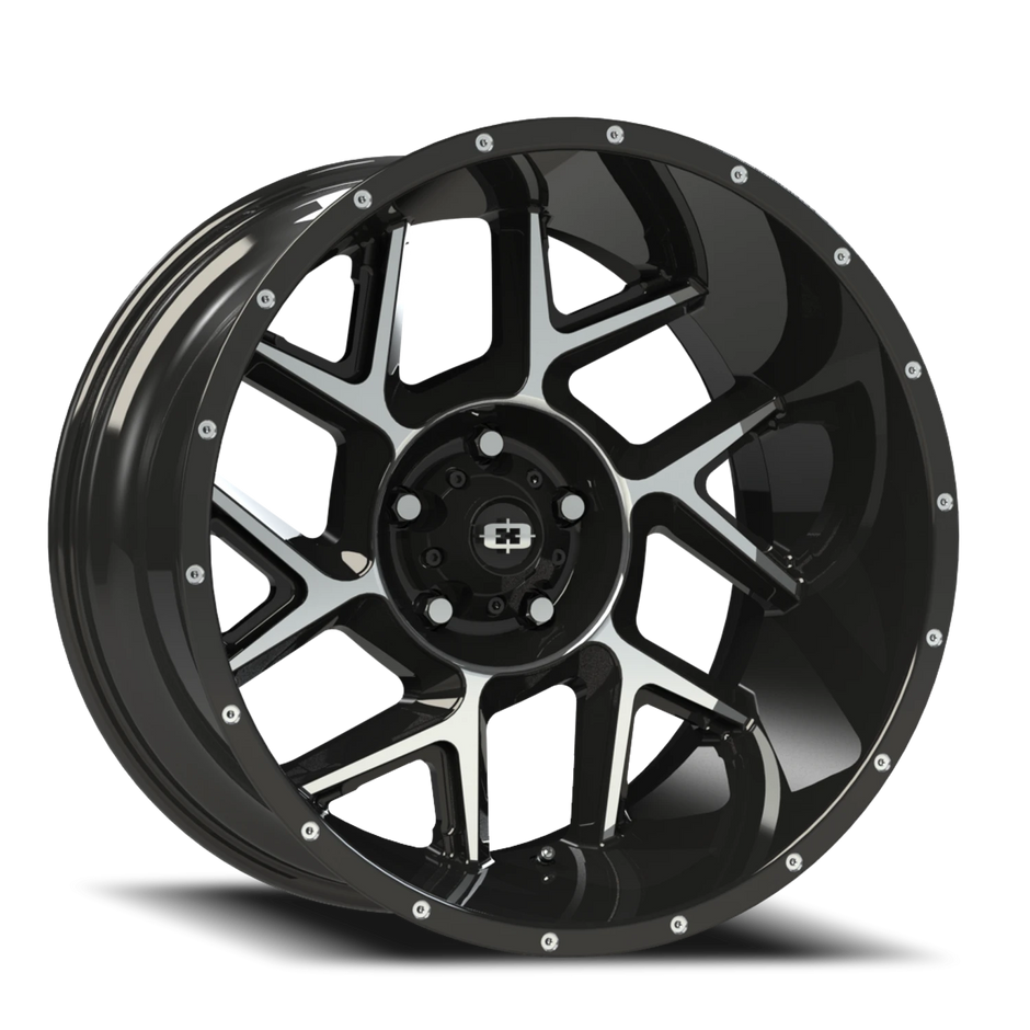 Vision Sliver 20x12 5x139.7 -51mm Gloss Black Machined Face : 360-20285GBMF-51