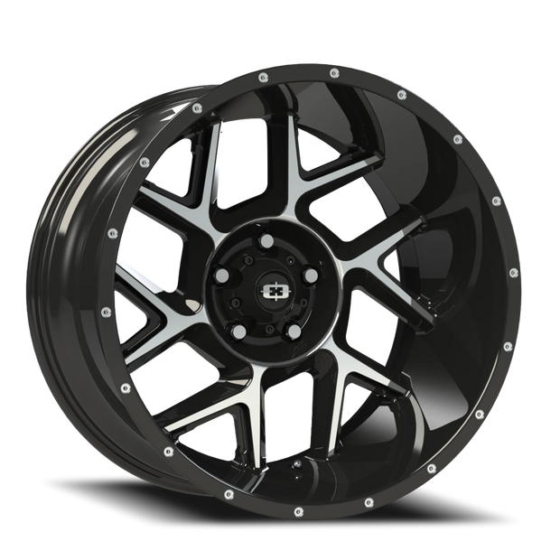 Vision Sliver 24x12 5x127 -51mm Gloss Black Machined Face : 360-24273GBMF-51