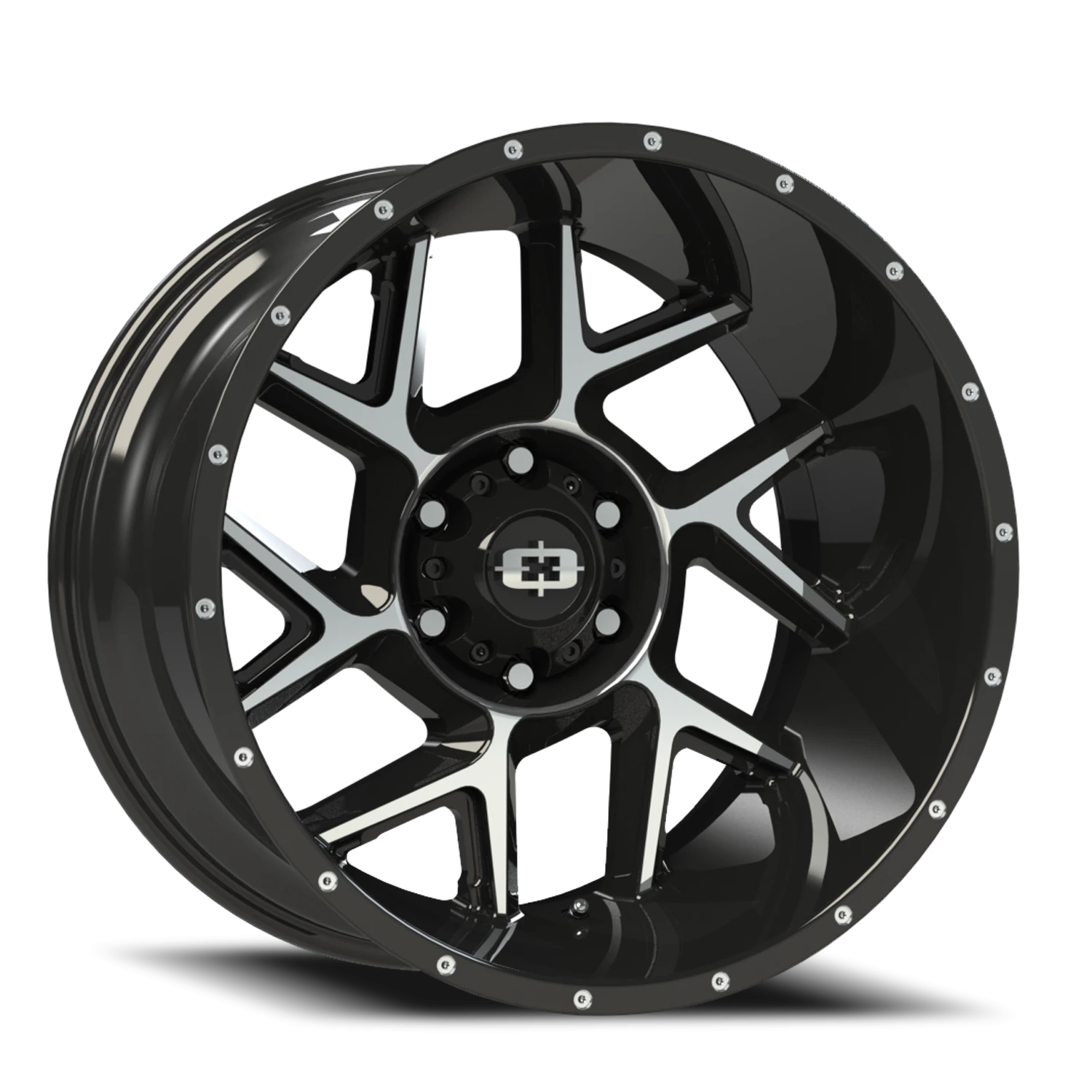 Vision Sliver 22x12 6x139.7 -57mm Gloss Black Machined Face : 360-22283GBMF-57
