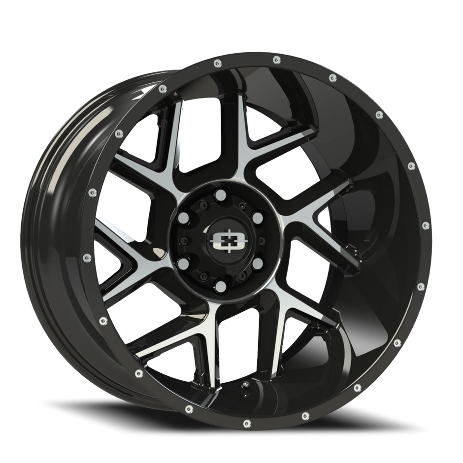Vision Sliver 22x12 6x139.7 -57mm Gloss Black Machined Face : 360-22283GBMF-57