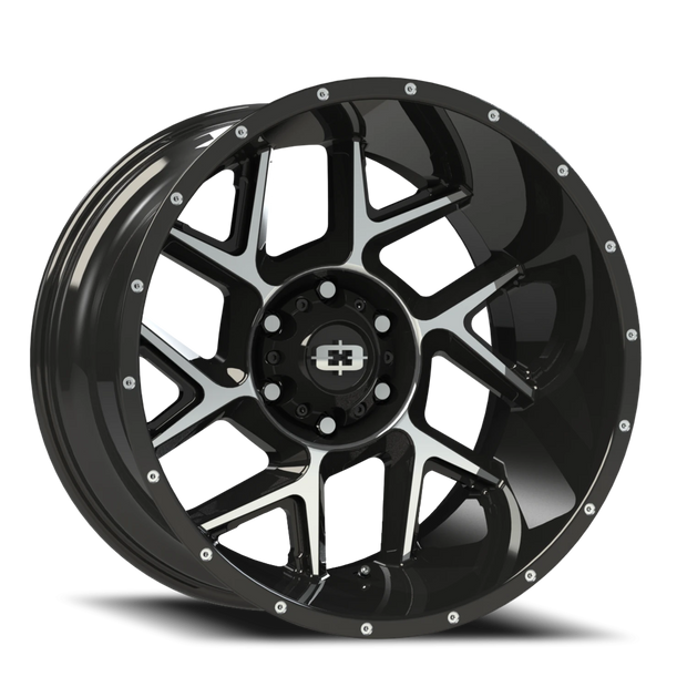 Vision Sliver 20x9 6x135 12mm Gloss Black Machined Face : 360-2936GBMF12