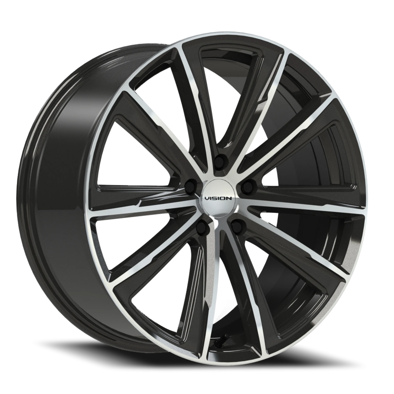 Vision Splinter 22x9 5x112 32mm Gloss Black Machined Face : 471V22945GBMF32