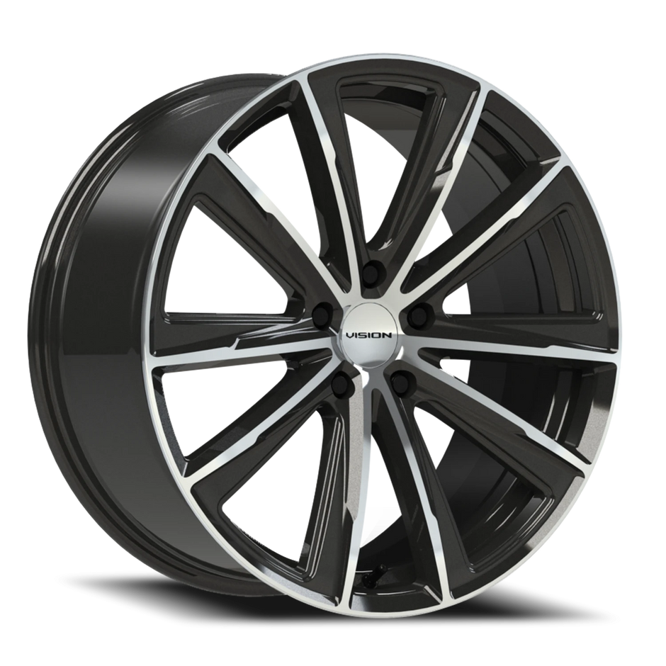 Vision Splinter 22x9 5x112 32mm Gloss Black Machined Face : 471V22945GBMF32