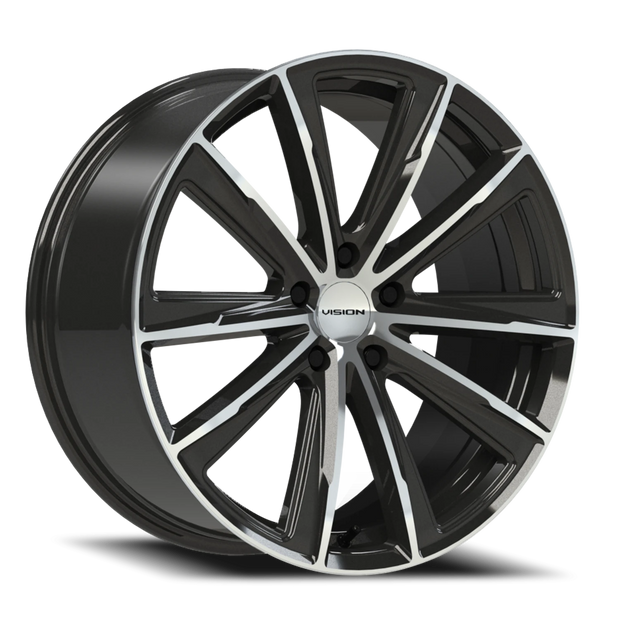 Vision Splinter 20x10.5 5x112 42mm Gloss Black Machined Face : 471V20145GBMF42