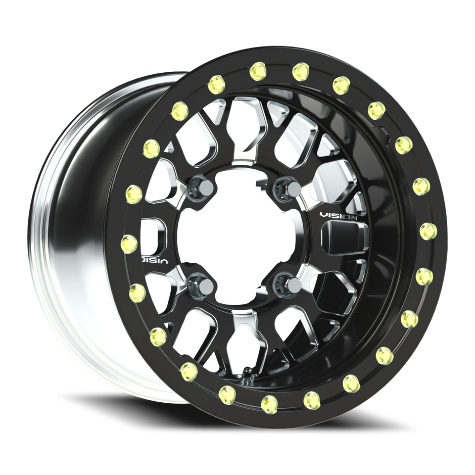 Vision Storm 15x7 4x136 38mm Gloss Black Milled Spoke : 346BL157136BMS54