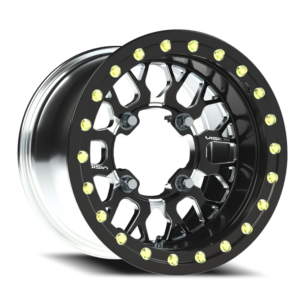 Vision Storm 15x7 4x114.3 61mm Gloss Black Milled Spoke : 346BL157545BMS64