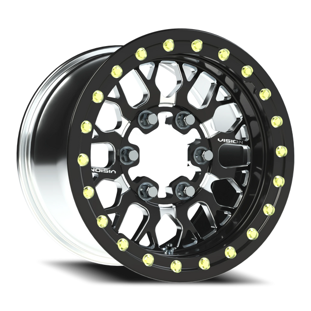 Vision Storm 15x10 6x139.7 25mm Gloss Black Milled Spoke : 346BL151655BMS65