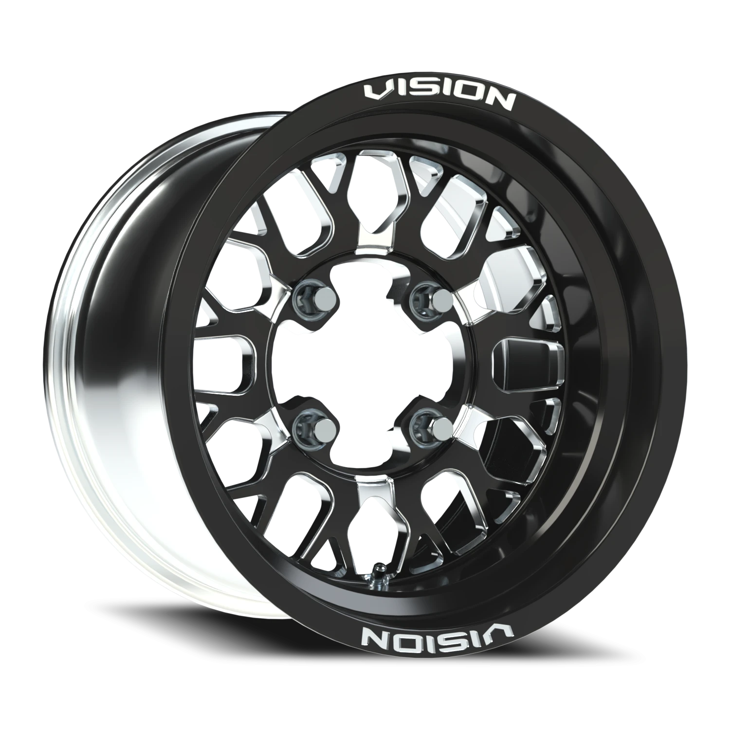 Vision Storm 15x7 4x156 38mm Gloss Black Milled Spoke : 346-157156BMS54