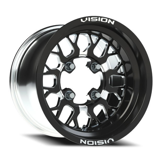 Vision Storm 15x10 4x156 0mm Gloss Black Milled Spoke : 346-151156BMS55