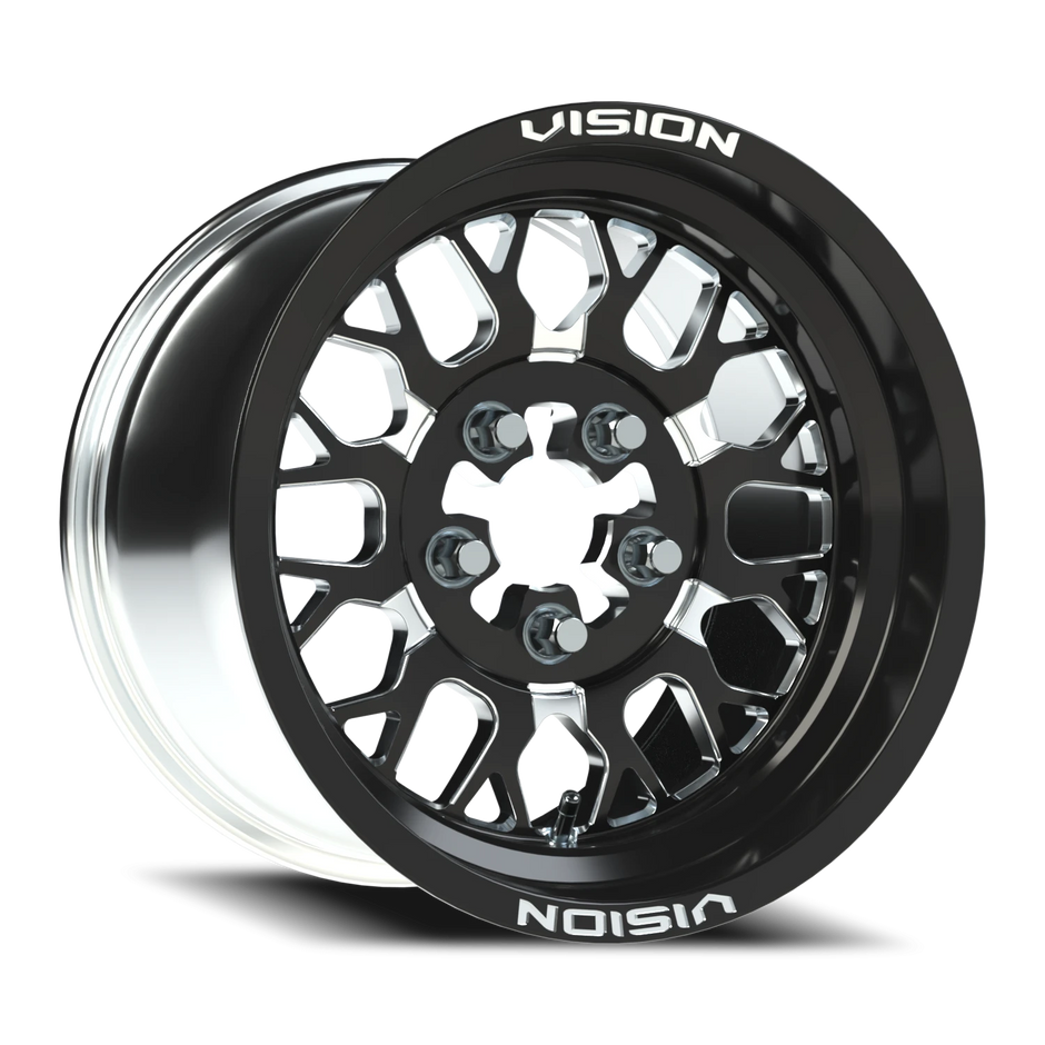 Vision Storm 15x7 5x114.3 61mm Gloss Black Milled Spoke : 346-157545BMS64