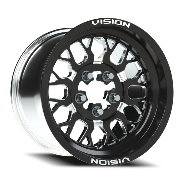 Vision Storm 15x10 6x139.7 25mm Gloss Black Milled Spoke : 346-151655BMS65