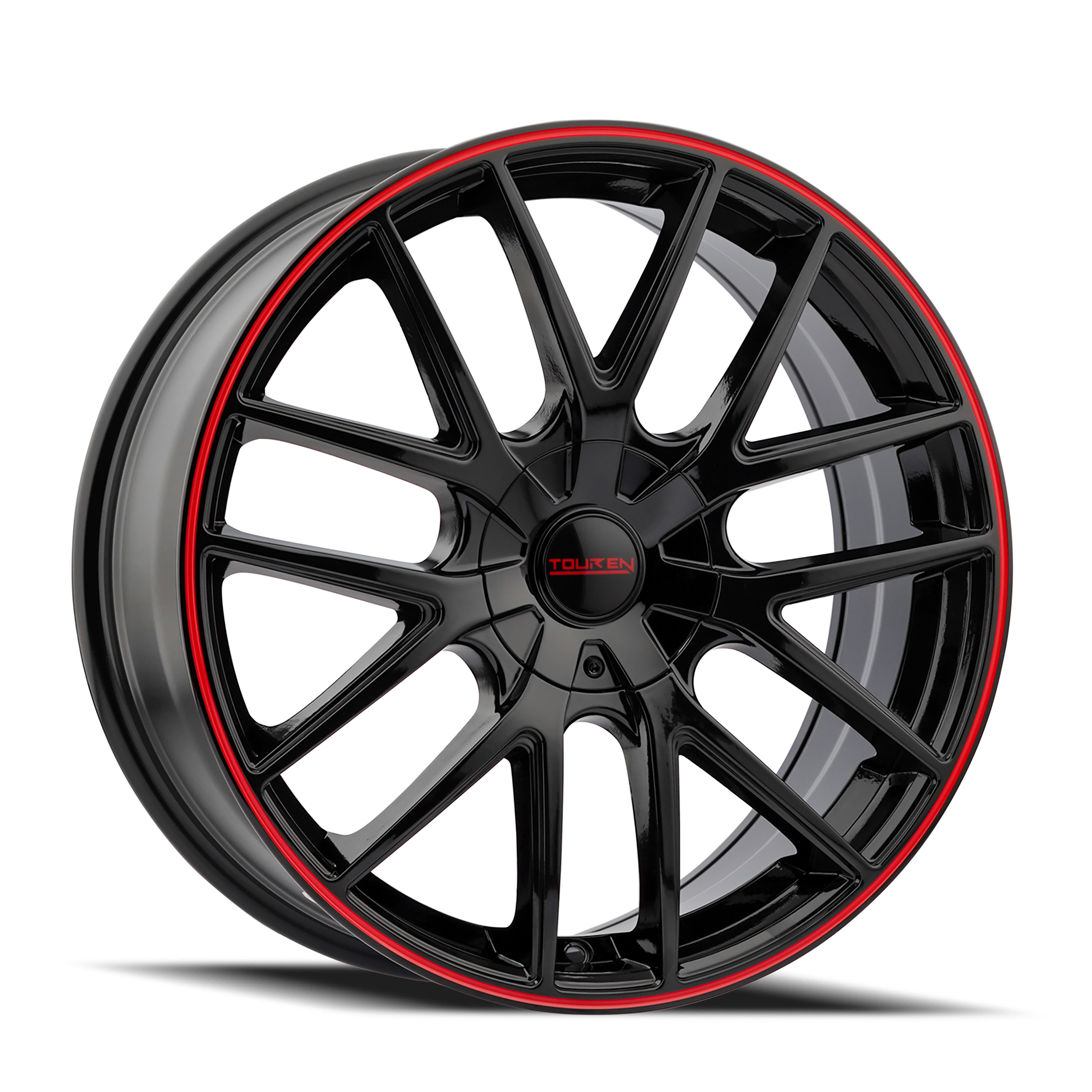 TOUREN TR60 3260 GLOSS BLACK WITH RED RING 18X8 5-108/5-114.3 40MM 72.62MM - 3260-8814BR