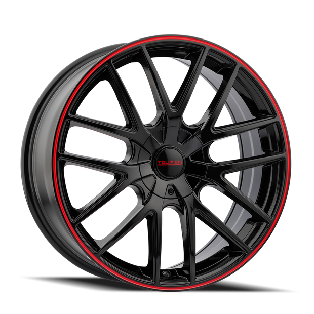 TOUREN TR60 3260 GLOSS BLACK WITH RED RING 18X8 5-108/5-114.3 40MM 72.62MM - 3260-8814BR
