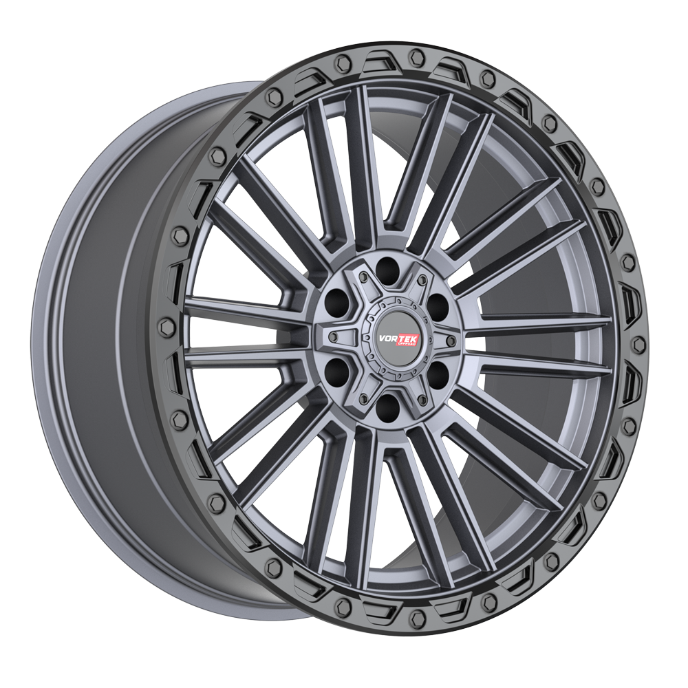 Vortek VRT-604 22x10 6x135/6x139.7 ET -18 (Matte Titanium With Black Bead Ring) - 604221057-18MTBR