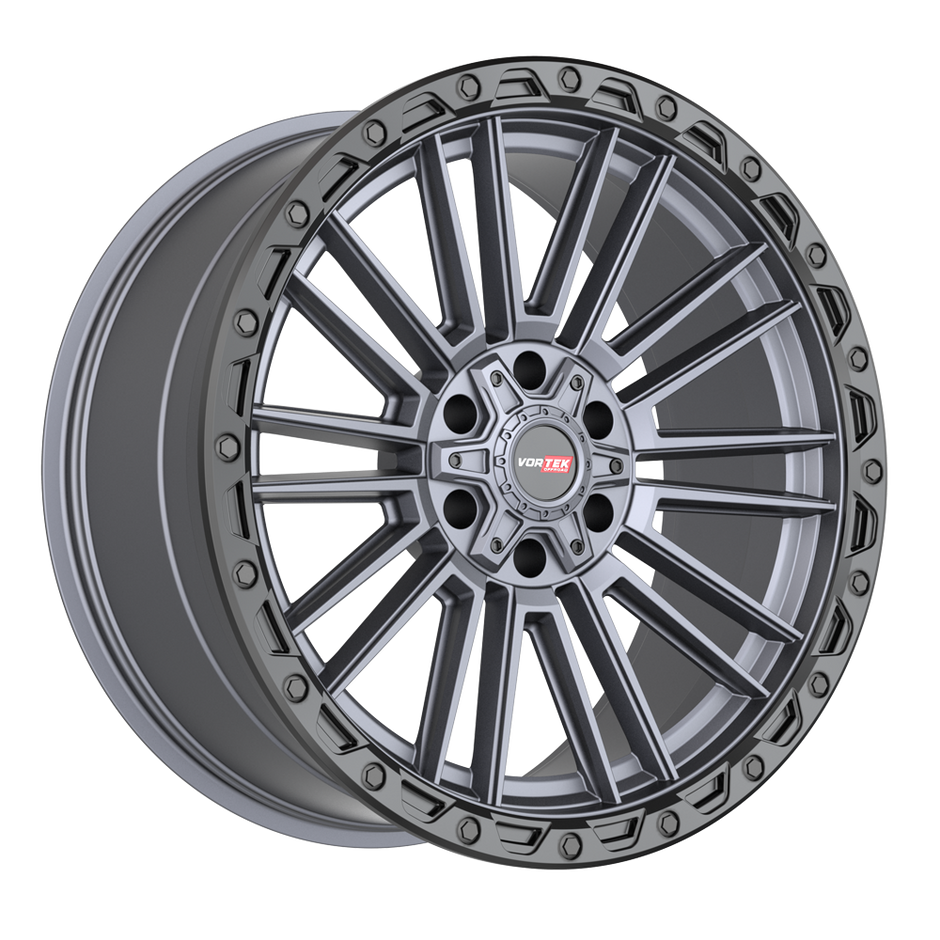 Vortek VRT-604 22x10 6x135/6x139.7 ET -18 (Matte Titanium With Black Bead Ring) - 604221057-18MTBR