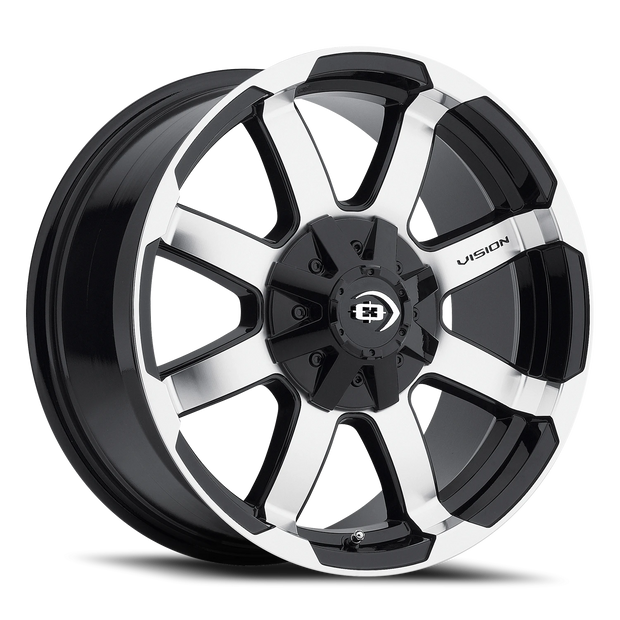 Vision Valor 15x7.5 6x139.7 -12mm Gloss Black Machined Face : 413-5783GBMF-12