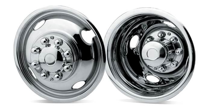 19.5" Stainless Steel Chevy 5-Lug (F) 10-Lug ® Top Lug Install 5-Hole Design Dually