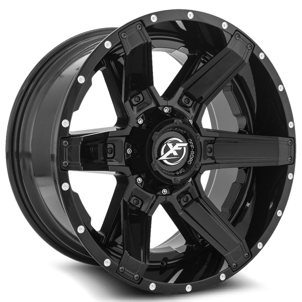 XF Off-Road XF-214 22x12 6x135/6x139.7 ET -44 (Gloss Black + Gloss Black Inserts) - XF-214221261351397-44GBBIS